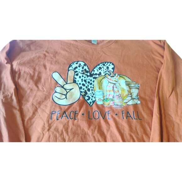 Gildan XL Peace Love Fall Long Sleeve 100% Cotton T-Shirt - Picture 6 of 14